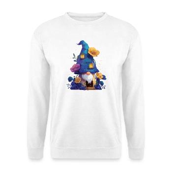 Blue Gnome in the House of Blossoms - Unisex Sweatshirt - white - Front