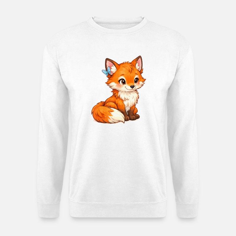 Flotter Fuchs mit Schmetterling - Unisex Pullover - Weiß