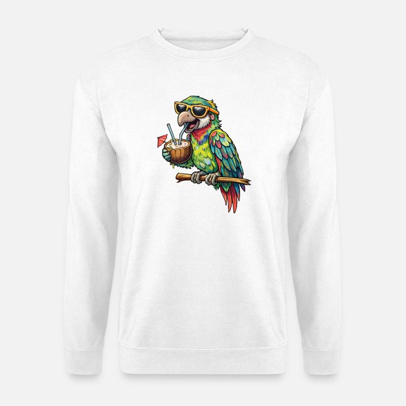 Tropical parrot with coconut inside - Unisex Sweatshirt - white