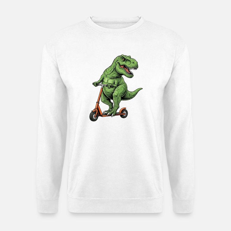 Dinosaurier-Roller T-Rex auf Scooter-Geschenken - Unisex Pullover - Weiß