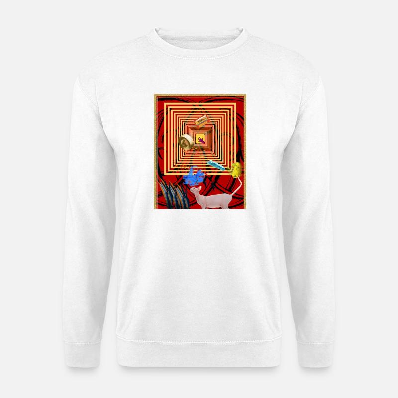 Retro-geometrische Collage-Wandkunst - Unisex Pullover - Weiß