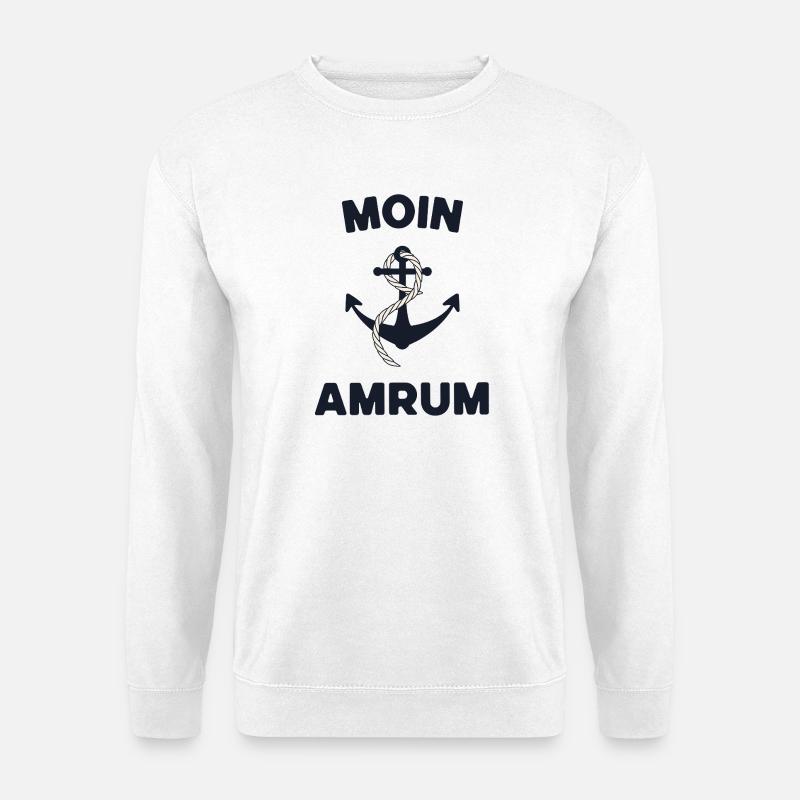 Moin Amrum – Maritimes Anker-Design - Unisex Pullover - Weiß