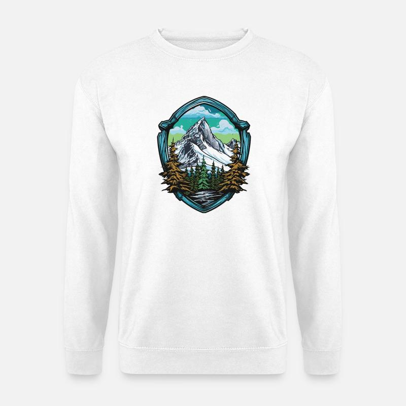Bergpanorama Wappenmotiv Berge - Unisex Pullover - Weiß