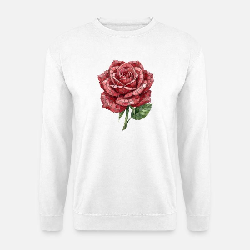 Rose Mosaik - Romantisches Blumen Geschenk - Unisex Pullover - Weiß