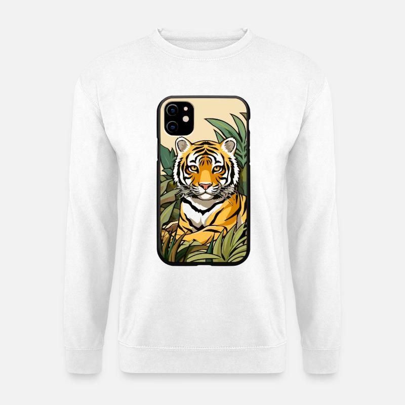 Tiger Dschungel Farbexplosion - Unisex Pullover - Weiß