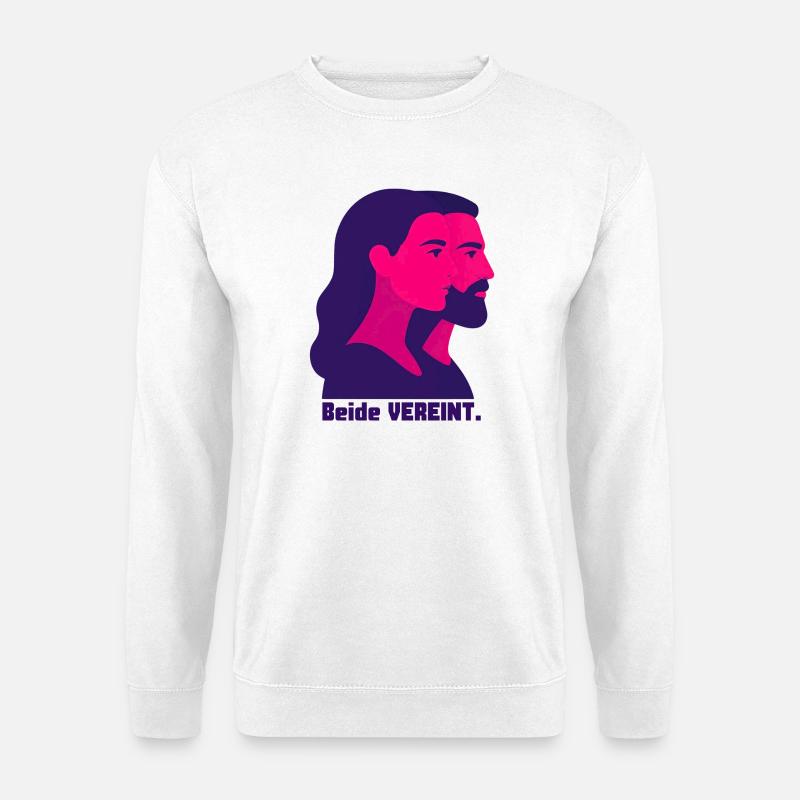 Beide Vereint: Duo-Porträts in Neon - Unisex Pullover - Weiß
