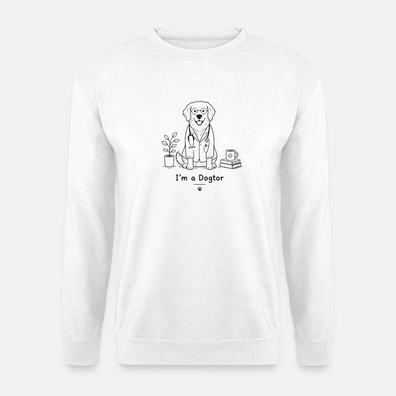 Tierarzt Hund im Strichstil - Unisex Pullover - Weiß