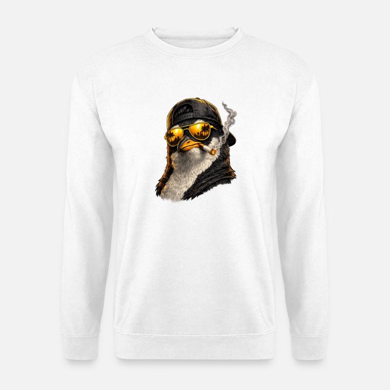 Sun penguin with palm tree reflection - Unisex Sweatshirt - white