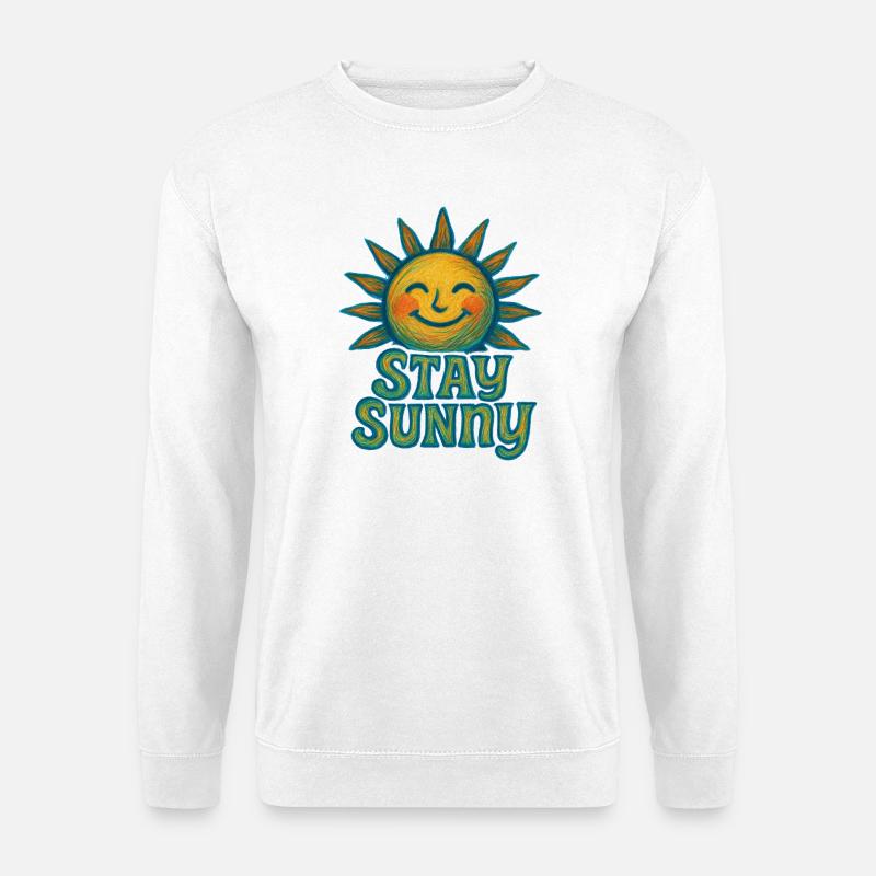 Stay Sunny Crayon Sun Illustration - Unisex Sweatshirt - white