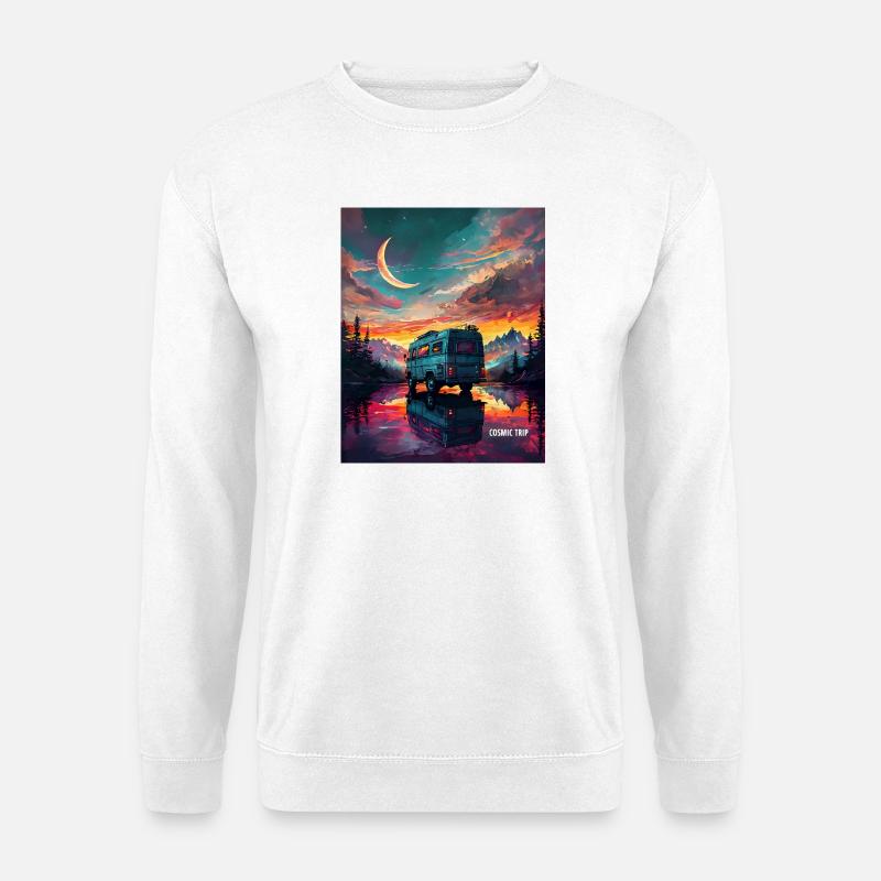COSMIC TRIP – Surreale Van-Life-Architekturkunst - Unisex Pullover - Weiß
