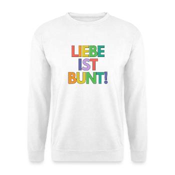 Liebe ist bunt Regenbogen Typo - Unisex Pullover - Weiß - Vorne