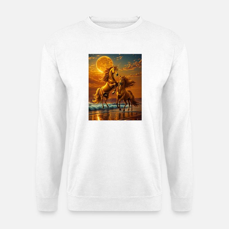 Mondlichthufe am Abendmeer - Unisex Pullover - Weiß