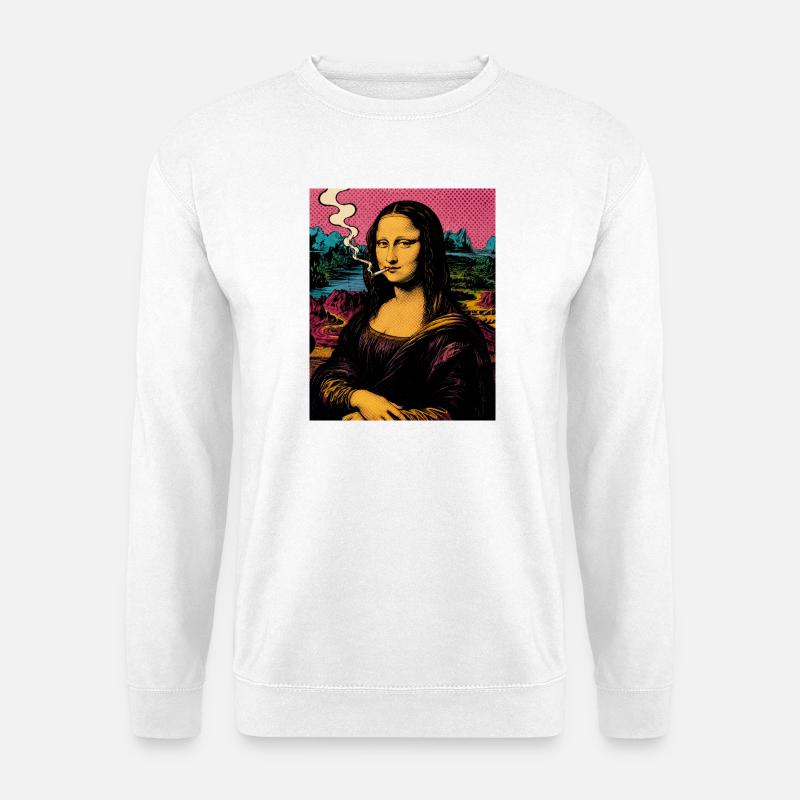 Mona Lisa Rauchen Pop Art - Unisex Pullover - Weiß