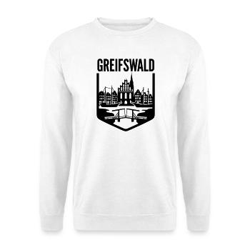 Greifswald Silhouette Wahrzeichen - Unisex Pullover - Weiß - Vorne