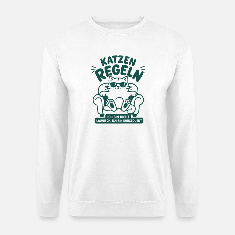 Katzen regeln konsequent Humor - Unisex Pullover - Weiß