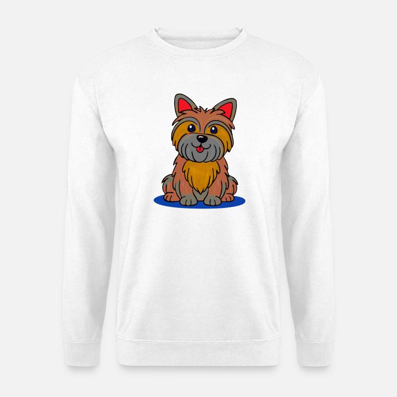 Fröhlicher Yorkie (Comic) - Unisex Pullover - Weiß