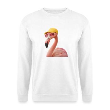 Cooles Flamingo Design - Unisex Pullover - Weiß - Vorne - Alina (178cm) & Michal (187cm)