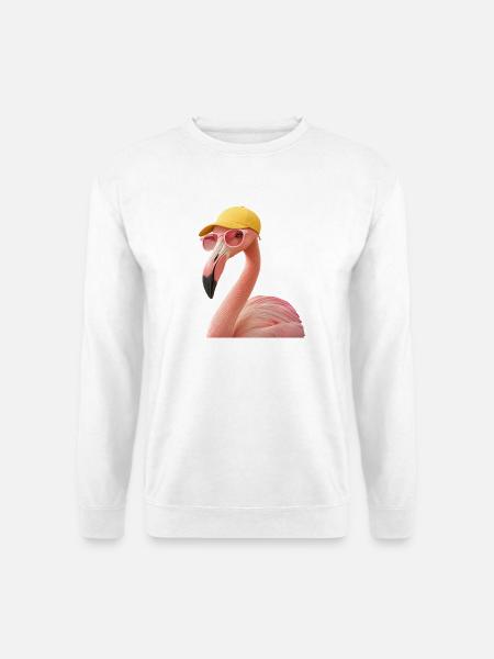 Cooles Flamingo Design - Unisex Pullover - Weiß