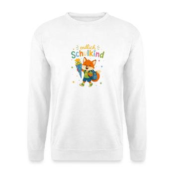 Endlich Schulkind Fuchs mit Zuckertüte - Unisex Pullover - Weiß - Vorne
