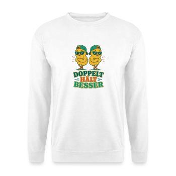 Doppelt hält besser Küken-Style - Unisex Pullover - Weiß - Vorne