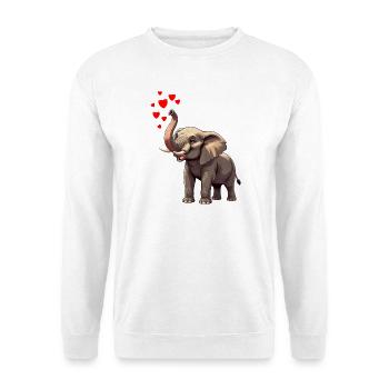 Elefant mit Herzen - Unisex Pullover - Weiß - Vorne