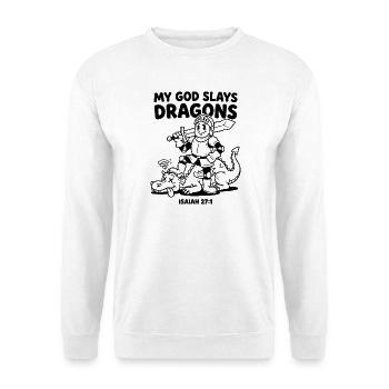Dieu vainc le dragon Isaïe 27:1 Chevalier vintage - Sweat-shirt Unisexe - blanc - Devant