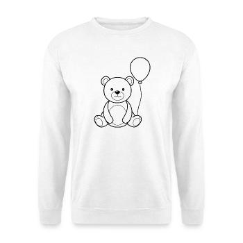 Teddybär hält Ballon - Unisex Pullover - Weiß - Vorne