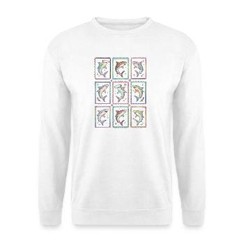Haifisch Tropischer Ozean-Stempel TShirt Süßer Hai - Unisex Pullover - Weiß - Vorne