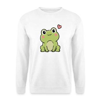 Cute Kawaii Frog With Heart Cartoon Sticker - Unisex Sweatshirt - white - Front