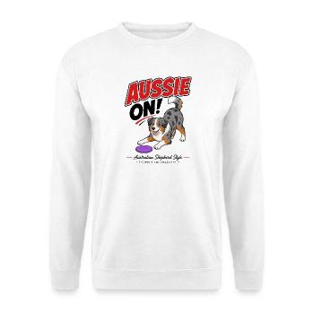 Aussie On! illustration of an Australian Shepherd - Unisex Sweatshirt - white - Front