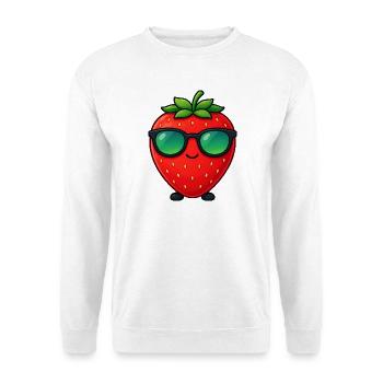 Kawaii Strawberry with Sunglasses Minimalism - Unisex Sweatshirt - white - Front