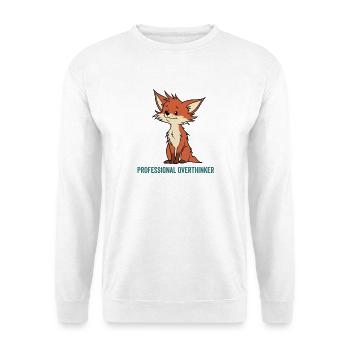 Schlauer Fuchs-Überdenker - Unisex Pullover - Weiß - Vorne - Alina (178cm) & Michal (187cm)