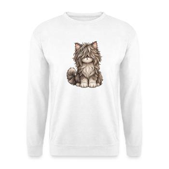 Wollige Katzenmähne - Unisex Pullover - Weiß - Vorne - Alina (178cm) & Michal (187cm)