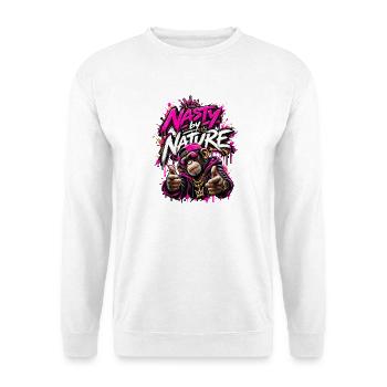 Nasty by Nature Graffiti-Affe - Unisex Pullover - Weiß - Vorne - Alina (178cm) & Michal (187cm)