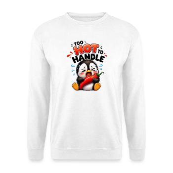 Pinguin Chili Too Hot To Handle Cartoon - Unisex Pullover - Weiß - Vorne - Alina (178cm) & Michal (187cm)