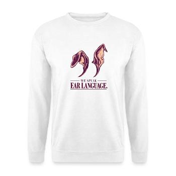 Windhund-Ohrsprache-Rettungshemd - Unisex Pullover - Weiß - Vorne - Alina (178cm) & Michal (187cm)