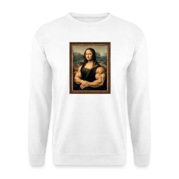 Die muskulöse Mona Lisa - Unisex Pullover - Weiß - Vorne - Alina (178cm) & Michal (187cm)