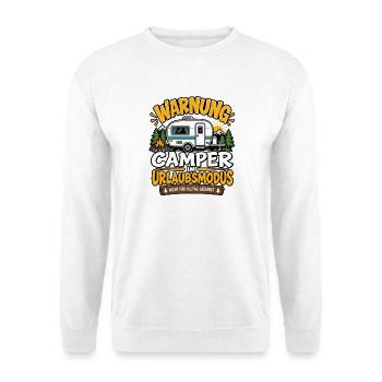 Warnung Camper im Urlaubsmodus - Unisex Pullover - Weiß - Vorne - Alina (178cm) & Michal (187cm)