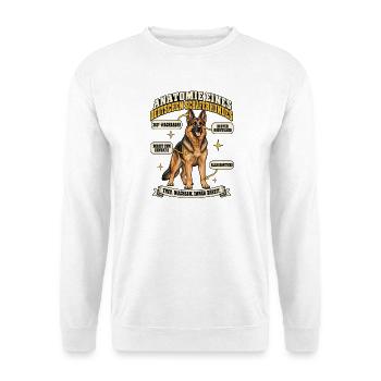 Deutscher Schäferhund Anatomie Spruch Geschenk - Unisex Pullover - Weiß - Vorne - Alina (178cm) & Michal (187cm)