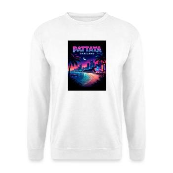 Pattaya Neon Moon Strandlandschaft - Unisex Pullover - Weiß - Vorne - Alina (178cm) & Michal (187cm)