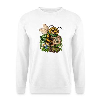 Protect Our Planet Biene - Unisex Pullover - Weiß - Vorne - Alina (178cm) & Michal (187cm)