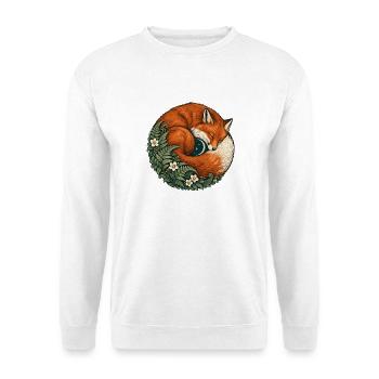 Mondbeschienener Fuchs im Blumenkreis - Unisex Pullover - Weiß - Vorne - Alina (178cm) & Michal (187cm)