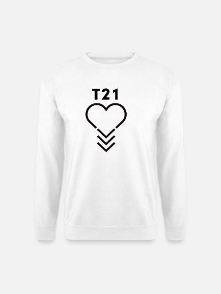 Down-Syndrom-Bewusstsein T21-Herz - Unisex Pullover - Weiß
