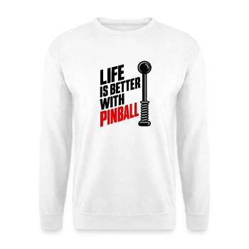 Mit Flipper ist das Leben besser - Unisex Pullover - Weiß - Vorne - Alina (178cm) & Michal (187cm)
