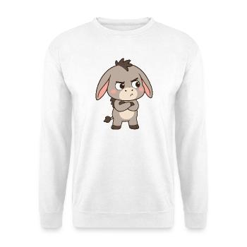 Süßer schmollender Esel – Lustiges Motiv für Kinde - Unisex Pullover - Weiß - Vorne - Alina (178cm) & Michal (187cm)