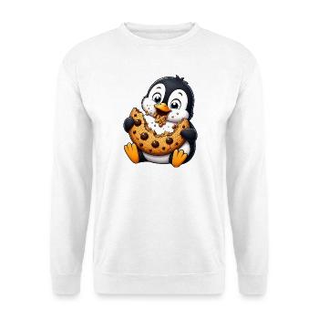 Pinguin Keks Süßer Cartoon Naschen - Unisex Pullover - Weiß - Vorne - Alina (178cm) & Michal (187cm)