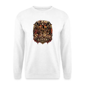 Soul Music Lover – Vintage Funk Rhythm and Blues  - Unisex Pullover - Weiß - Vorne - Alina (178cm) & Michal (187cm)