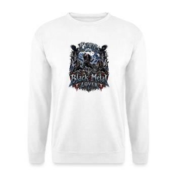 Black Metal Lover – Extreme Metal Music Fan - Unisex Pullover - Weiß - Vorne - Alina (178cm) & Michal (187cm)