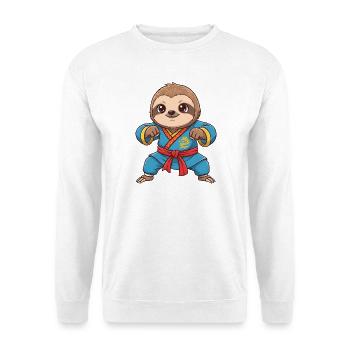 Faultier Kung Fu Kampfsport Cartoon - Unisex Pullover - Weiß - Vorne - Alina (178cm) & Michal (187cm)