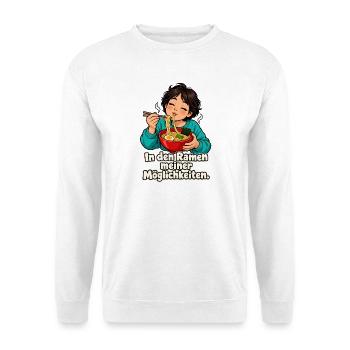 Ramen-Wortspiel – Frau - Unisex Pullover - Weiß - Vorne - Alina (178cm) & Michal (187cm)